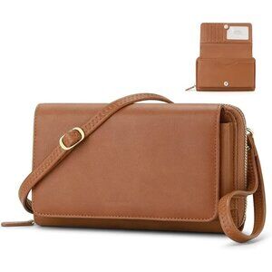 Women’s 02-brown Leather Imported Zipper Purses Crossbody Bag